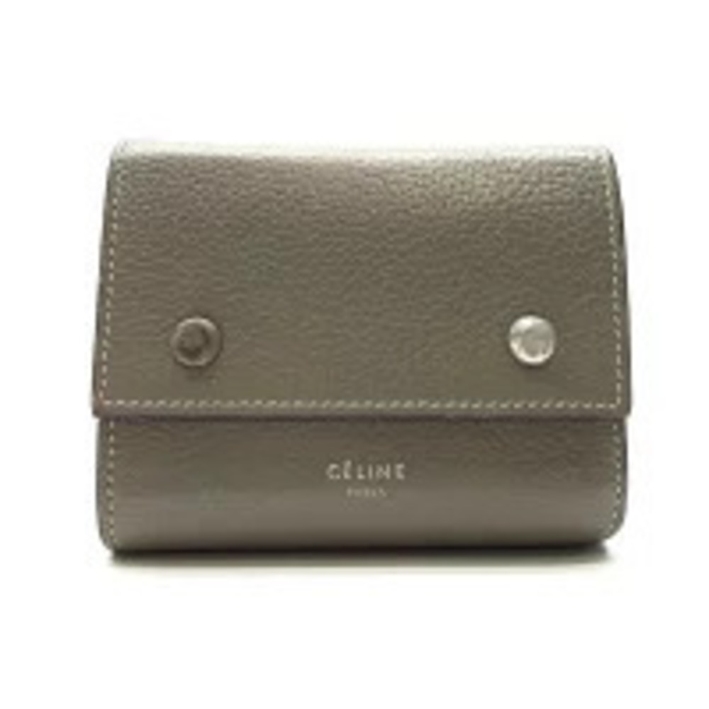 CELINE Folded Multifunction Wallet Compact Bicolor Greige Gray Yellow
